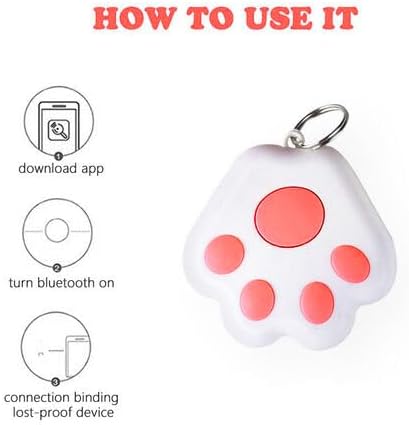 Dog Collar GPS Tracker, Paw Print Design, Multi-Color (White)