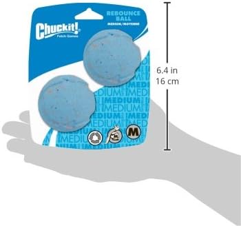 Chuckit! Rebounce Ball Dog Toy - Bouncy Fetch Balls for Dogs 20-60 lbs - Made from Durable Rubber - Outdoor Pet Toys - Size Medium - 2.5-inch Diameter - Pack of 2 - Blue