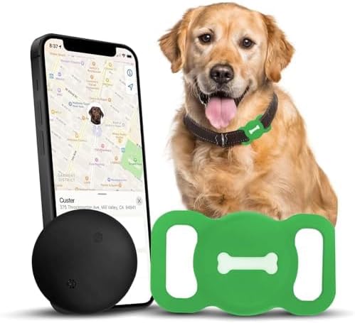 Pet Tracker for Cat, Smart Pet Location Tracker with Case, Smart Item Finder, MFi Certificated Tracking Device, No Monthly Fee, Works with Find My (iOS Only) (GreenV1, Small)
