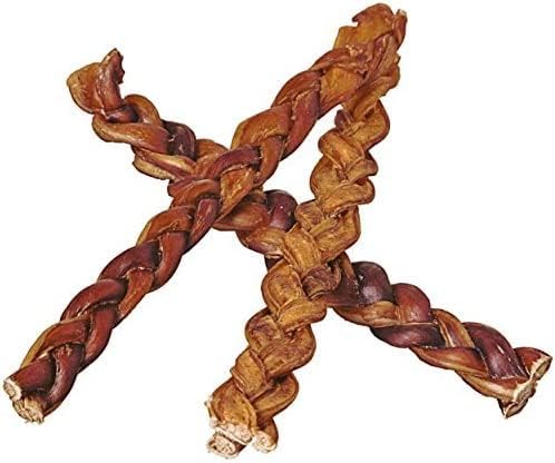 Pawstruck Natural 12” Braided Bully Sticks for Dogs - Tough Long Lasting, Rawhide Free, Low Odor, Healthy Single Ingredient Chew Treat for Aggressive Chewers - 5 Count - Packaging May Vary