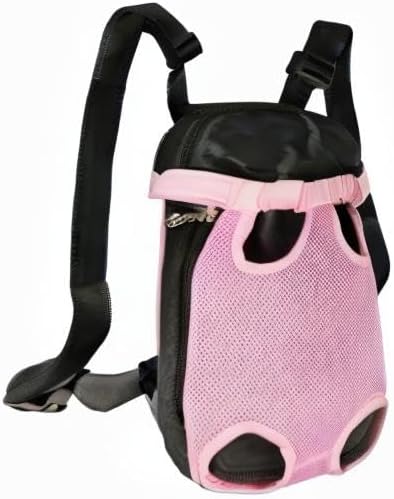 FEimaX Dog Carrier Backpack Pet Legs Out Front Cat Travel Bag, Adjustable Puppy Backpacks Carriers Hands-Free for Small Medium Dogs Cats Hiking Traveling Camping Daily Walking (X-Large, Pink)