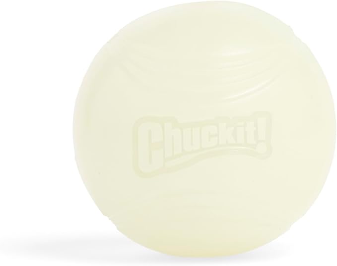 Chuckit! Max Glow Ball Dog Toy, Large (3 Inch Diameter) for dogs 6-100 lbs, Pack of 1