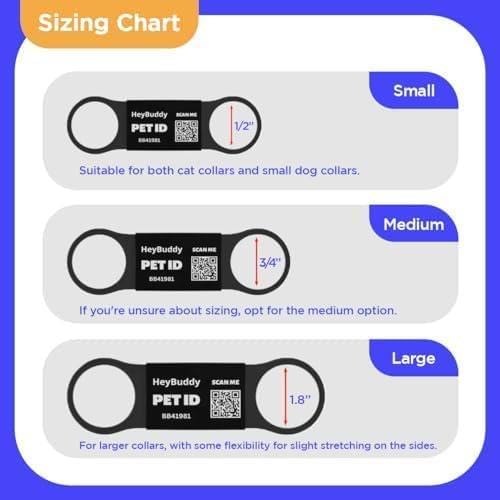 HeyBuddy® Slide Series - QR Code Smart Pet Tags for Dogs & Cats, Personalized Pet Tag Stores Multiple Information, Includes Passive Location Tracking, Real-Time Notification & Community Alerts
