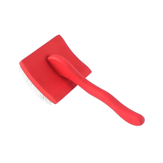 Big G Dog Slicker Brush for Professional Grooming - Fluff, Detangle & Style Goldendoodles, Labradoodles, Poodles & Long-Haired Dogs - Large Coral Curved Brush, Saves Time & Energy