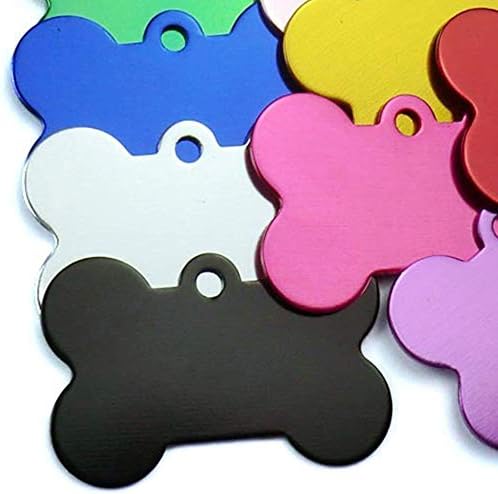 JIAKAI 20 Pcs 38MM Blank Bone Shape Pet ID ,Double Sided Blank Tag Dog Cat Pet Name Phone Number ID Tag Charm Personalized(Random Colors)