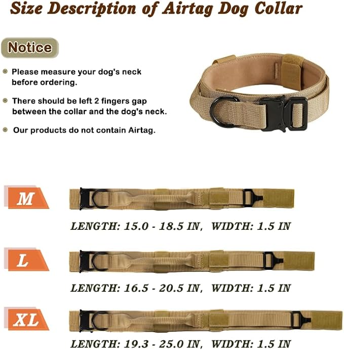 Tactical Dog Collar with Handle, Heavy Duty Military Dog Collar with Heavy Metal Buckle for Training, Adjustable Tactical Collars for for Medium and Large Dogs (XL, Brown)