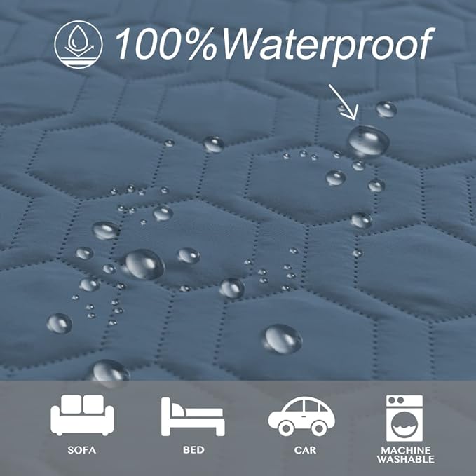 Waterproof and Non-Slip Dog Bed Cover and Pet Blanket Sofa Pet Bed Mat ,car Incontinence Mattress Protectors Furniture Couch Cover for Most Cats Dogs, Pets(52x82- Navy Blue)