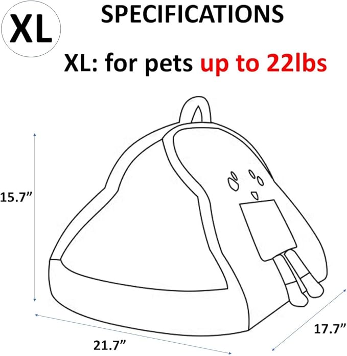 Portable Pet Cave for Puppy Kitten Cute Toast Design for Small Pets Cosy Cuddler (XL: up to 22lbs)