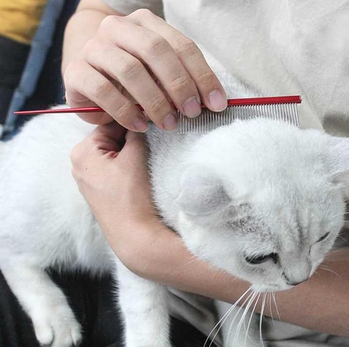 Pet Grooming Comb Rat Tail Comb Cat Hair Trimmer Combs Dog Hairstyle Comb Float Hair Removal Dematting for Cat Dogs Cat Comb Dog Comb Rounded Ends Pet Hair Comb for Home Grooming (One Size,black 3)