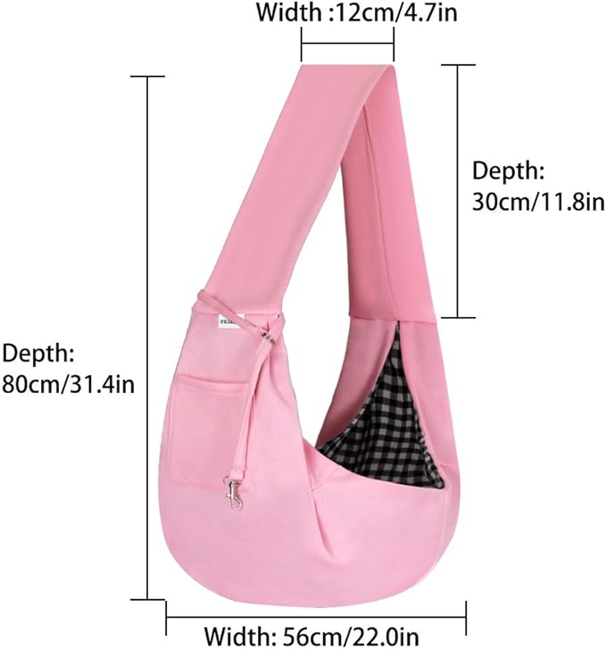 FDJASGY Small Pet Sling Carrier-Hands Free Reversible Pet Papoose Bag Tote Bag with a Pocket Safety Belt Dog Cat for Outdoor Travel Pink