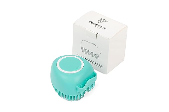 Luxurious Dog Bath Brush Scrubber - Soft Silicone Dog Shampoo Brush Combo for Pet Grooming, Bathing, & Massage Dispensing - Extreme Lather Dog Shower Brush (Green) by Crazy Piper