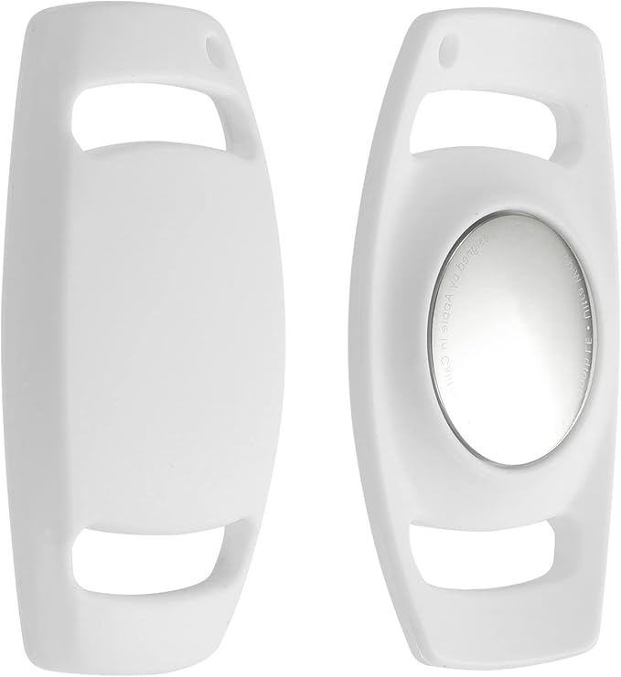 Airtag Dog Collar Holder,Anti-Lost Silicone Case Accessories for Air Tag GPS Tracking,Compatible with Dogs Cats Pets Collar (1 Pack, White)