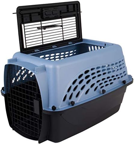 Petmate Two-Door Dog and Cat Kennel - Plastic Crate for Pets Up to 15 Pounds - Top Loading or Front Loading Pet Carrier - Airline Approved - For Home, Car, or Travel - Made in USA - 24 Inches - Blue