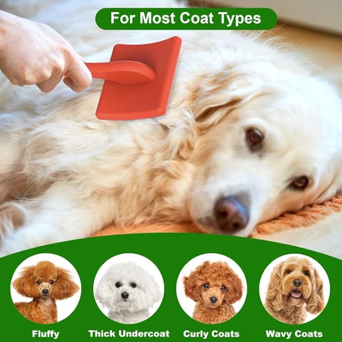ACE2ACE Dog Slicker Brush, Doodle & Poodle Grooming Brush with Stainless-steel Comb, Large Dog Brush for Goldendoodles, Labradoodles, Golden Retriever and Poodles to Remove Tangles, Undercoat & Mats