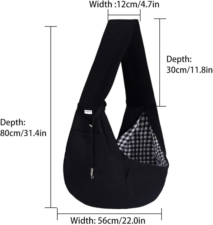 FDJASGY Small Pet Sling Carrier-Hands Free Reversible Pet Papoose Bag Tote Bag with a Pocket Safety Belt Dog Cat for Outdoor Travel Black