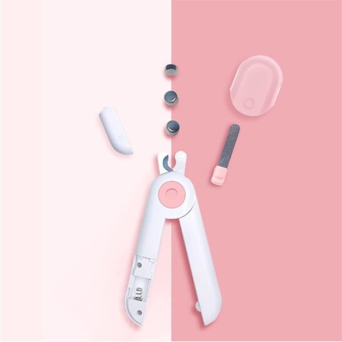 Dog & Cat Pets Nail Clippers and Trimmers,with LED Lighting Safety Guard to Over Cutting, Nail File-Suitable for Small Dogs and Cats(Pink)