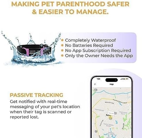 HeyBuddy® Slide Series - QR Code Smart Pet Tags for Dogs & Cats, Personalized Pet Tag Stores Multiple Information, Includes Passive Location Tracking, Real-Time Notification & Community Alerts