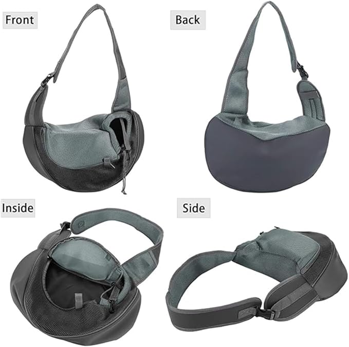 Pet Dog Sling Carrier,Cat and Dog Travel Portable Diagonal Straddle Shoulder Bag,Breathable mesh pet Sling Shoulder Bag,with Adjustable Non-Slip Shoulder Strap Below 10lb for Small Dogs Cats (Black)