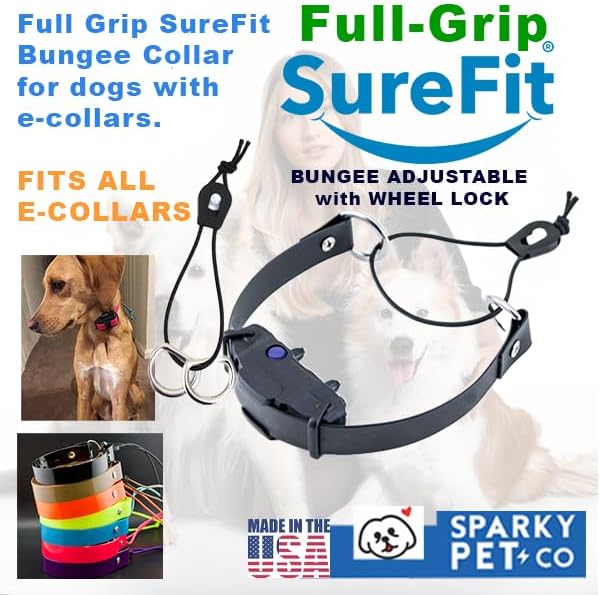 Sparky Pet Co - Surefit ECollar Strap - Bungee Dog Collar - Waterproof - Adjustable - Secure Nexus Wheel Lock - for Electronic Training & Invisible Fence Systems - 3/4" (Yellow Camo)
