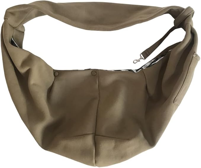 Leconpet Dog Sling Carrier Shoulder Bag for Pets with Mobile Phone Pocket Safety Buckle Security Lock, Suitable for Puppy, Small Dogs, and Cats for Outdoor Travel (Khaki)