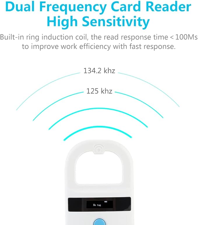 Watris Veiyi Dog Microchip Reader, Pet Microchip Scanner with OLED Display Screen, Pet Chip ID Scanner Supports FDX-B (ISO11784/11785) and EMID Microchips, for Animal Management
