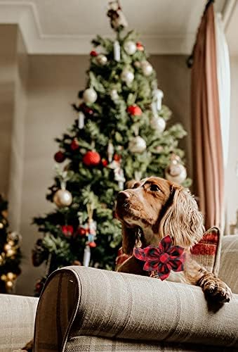 Uniqe Style Paws Christmas Grid Dog Collar, Female or Male Adjustable Dog Collar with Flower, Durable Floral Pattern Pet Collar for X-Large Dogs