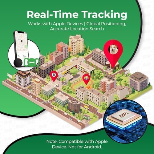 Pet Tracker for Cat, Smart Pet Location Tracker with Case, Smart Item Finder, MFi Certificated Tracking Device, No Monthly Fee, Works with Find My (iOS Only) (GreenV1, Small)