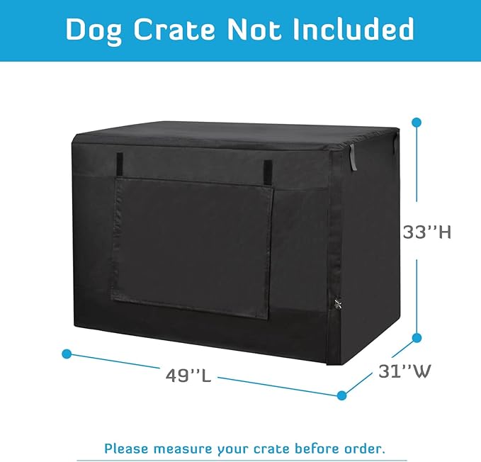 HONEST OUTFITTERS Dog Crate Cover, 48 Inch Dog Kennel Cover for Medium and Large Dog, Heavy Duty Oxford Fabric,with Double Door, Pockets and Mesh Window (49L x 31W x 33H, Black)