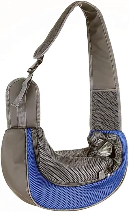 Pet Dog Sling Carrier,Cat and Dog Travel Portable Diagonal Straddle Shoulder Bag,Breathable mesh pet Sling Shoulder Bag,with Adjustable Non-Slip Shoulder Strap Below 10lb for Small Dogs Cats (Blue)