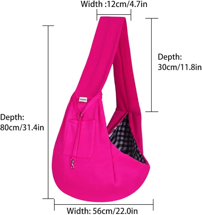 FDJASGY Small Pet Sling Carrier-Hands Free Reversible Pet Papoose Bag Tote Bag with a Pocket Safety Belt Dog Cat for Outdoor Travel Rose Red