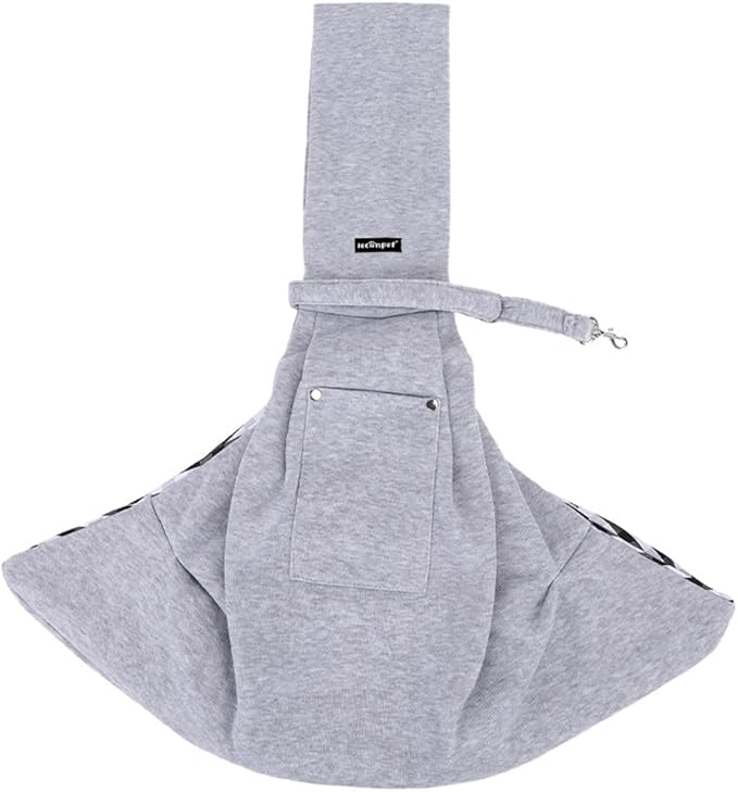 Leconpet Dog Sling Carrier Shoulder Bag for Pets with Mobile Phone Pocket Safety Buckle Security Lock, Suitable for Puppy, Small Dogs, and Cats for Outdoor Travel (Grey)