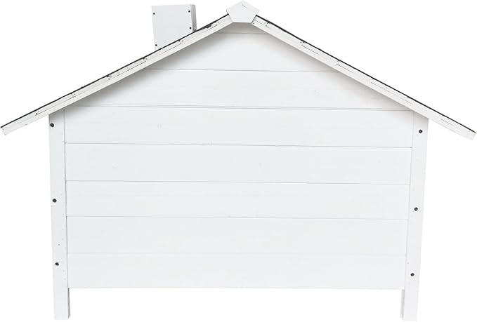 Critter Sitters 27'' Pet House with Porch, Weather-Resistant Dog House for Animals up to 44 Pounds, Waterproof Outdoor Dog House, Ideal for Cats, Dogs, and Rabbits, White Fir Wood Dog Houses