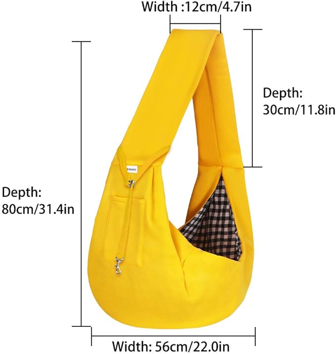 FDJASGY Small Pet Sling Carrier-Hands Free Reversible Pet Papoose Bag Tote Bag with a Pocket Safety Belt Dog Cat for Outdoor Travel Lemon Yellow