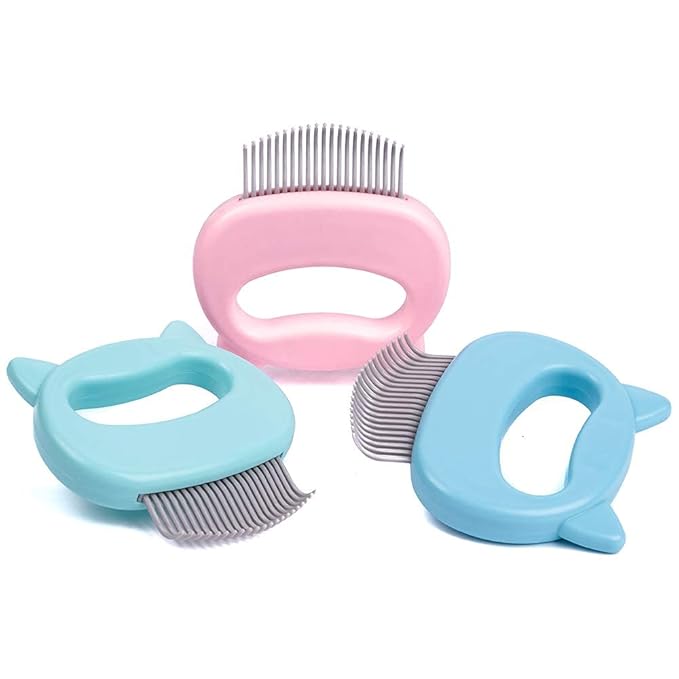 2 Pcs Cat Combs, Soft Fine Teeth Cat Hair Comb Pet Massage Comb, Short Long Hair Removal Massage Cat Shell Comb, Dog Cat Deshedding Brush Grooming Comb for Shedding Matted Fur, Knots & Tangles (pink)