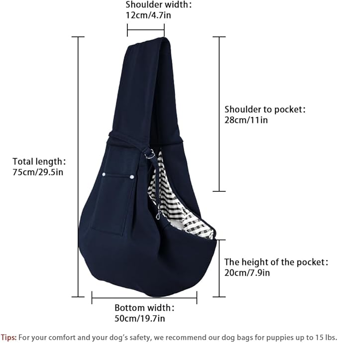 FEimaX Dog Sling Carrier, Pet Papoose Slings Bag for Small Dogs Cats, Puppy Hands Free Satchel Tote Pouch Carriers Doggie Crossbody Shoulder Carry Bags for Outdoor Travel (Dark Blue)