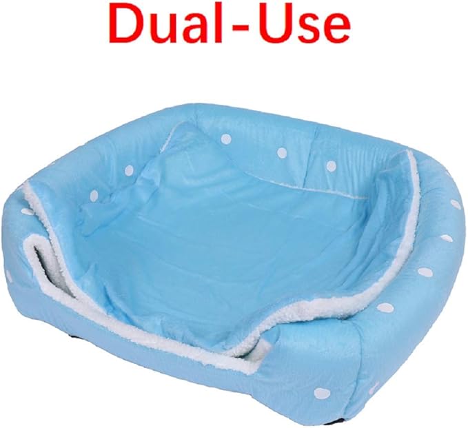 Spring Fever Hamster Guinea Pig Rabbit Dog Cat Chinchilla Hedgehog Bird Small Animal Pet Bed House Hideout Cage Accessorie A Blue M (14.2 * 14.2 inch)