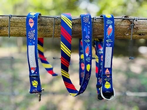 Lucky Love Dog Combo Set, Tropical Fish Dog Leash and Collar Set, Blue Color Matching Dog Collar & Leash, Part of Purchase Donated to Rescue (Medium, Mackey, Combo)