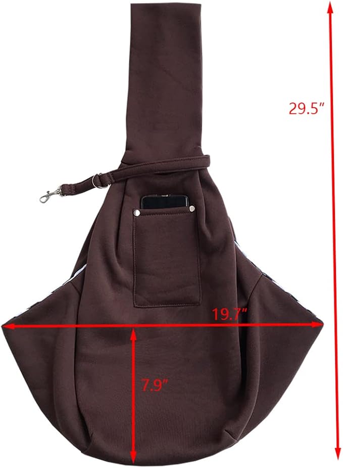 Leconpet Dog Sling Carrier Shoulder Bag for Pets with Mobile Phone Pocket Safety Buckle Security Lock, Suitable for Puppy, Small Dogs, and Cats for Outdoor Travel (Brown)