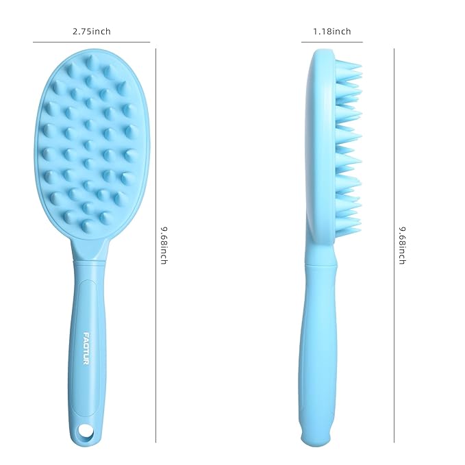 Pet Silicone Shampoo Brush for Long & Short Hair Dogs Cats, Shower Wash Curry Massage Brush (BLUE)