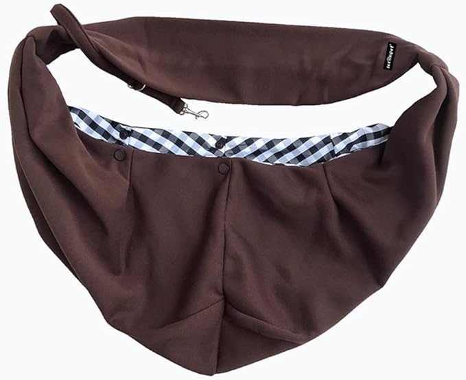 Leconpet Dog Sling Carrier Shoulder Bag for Pets with Mobile Phone Pocket Safety Buckle Security Lock, Suitable for Puppy, Small Dogs, and Cats for Outdoor Travel (Brown)