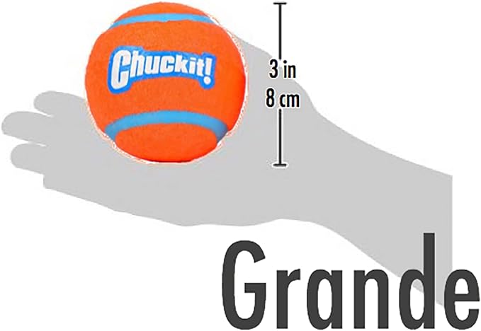 Chuckit! Dog Tennis Ball Dog Toy, Large (3 Inch Diameter) for dogs 60-100 lbs, Pack of 2