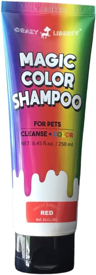 Magic Color Shampoos (Red). Semi-Permanent Pet Hair Coloring Shampoo, Safe and Gentle Ammonia and Paraben Free Hair Dye Shampoo, Non-Toxic Coloring Shampoo for All Pets Can be Bathed.