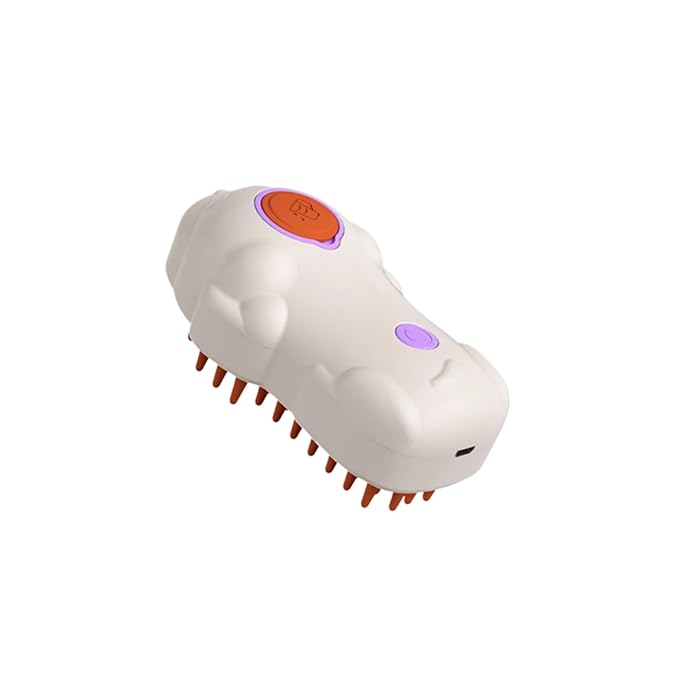 Cat Steam Brush: 3-in-1 Pet Grooming Steamer, Steamy Hair Brush for Cats, Undercoat Removal, Detangle, Removes Fleas, White, Hair Brush