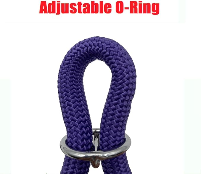 Braided Rope Collar, Pro Training Dog Collar, No Pull Round Martingale Collar, Slip Collar with Slidable Stop Ring - Ideal for Large Dogs (XL(1/2") - 26" Long, Purple)