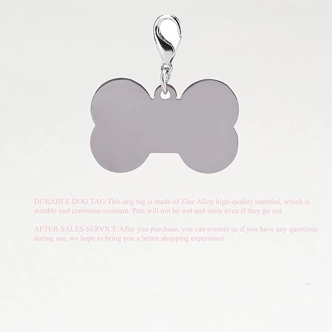 KUIDAMOS 4 Colors Cute Pet Zinc Alloy Tag, Bone Shape with Rhinestones Decor, Personalized for Dogs and Cats, Also as A Keychain()