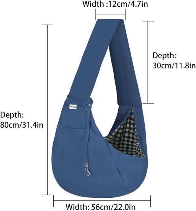 FDJASGY Small Pet Sling Carrier-Hands Free Reversible Pet Papoose Bag Tote Bag with a Pocket Safety Belt Dog Cat for Outdoor Travel Navy Blue