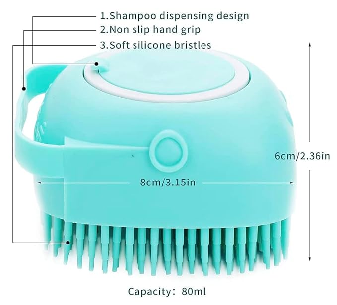 Pet Bath Massage Brush Puppy Dog Cat Grooming Cleaning Soft (Blue)