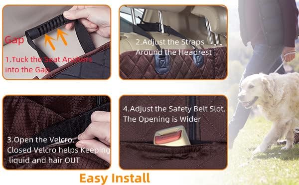 Dog Car Seat Cover for Back Seat Cover for Kids,Non Stick Fur Rear Seat Protector for Pet,Nonslip Waterproof Universal Fit Interior for Auto SUV(XL, Coffee Brown)