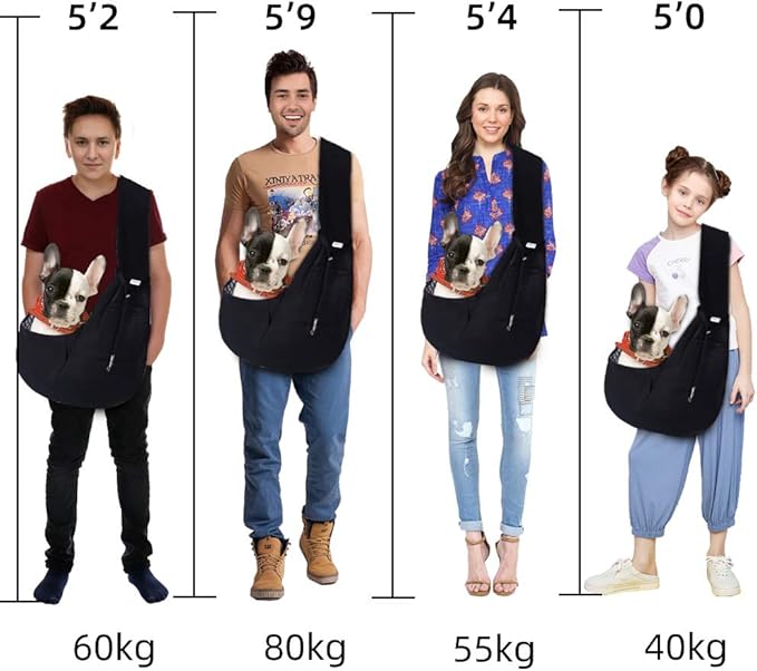 FDJASGY Small Pet Sling Carrier-Hands Free Reversible Pet Papoose Bag Tote Bag with a Pocket Safety Belt Dog Cat for Outdoor Travel Black