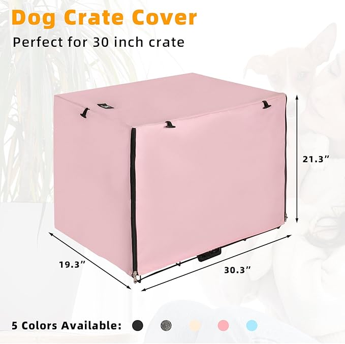 X-ZONE PET Double Door Dog Crate Cover - Polyester Pet Kennel Cover Fits 30 inches Wire Dog Cage Pink